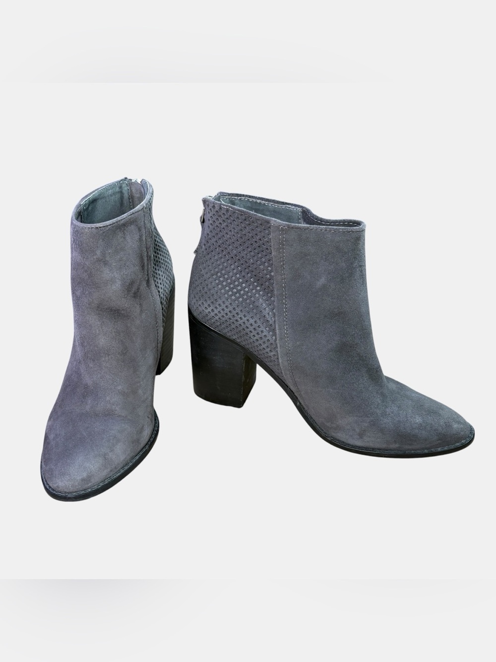 Steve Madden Replay Gray Suede Perforated Leather Ankle Booties Women’s Size 10M